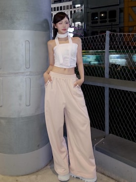 「Darich（ダーリッチ）のOrchidflowerパイルベアトップ（その他トップス、ピンク系）」を使った、Darichさん（レディース・163cm）の春コーディネート