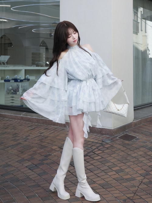 Darich トワルドジュイシフォンフリルミニワンピース 新品未使用 おまけ付き ♥️darich トワルドジュイシフォンフリルミニワンピース SAX FREE