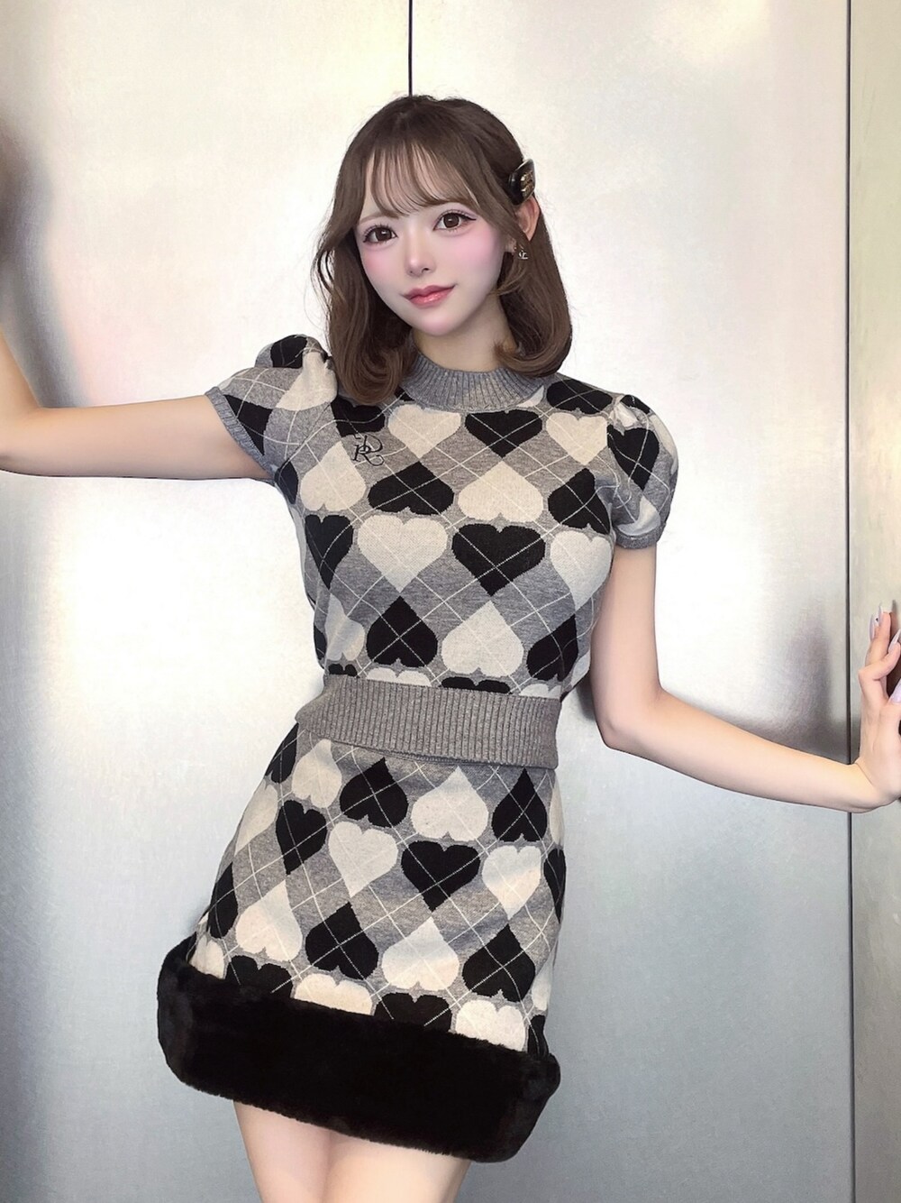 Darich（ダーリッチ）の「アーガイルハートチェックニットセットアップ