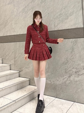 「アイテム（その他アウター、レッド系）」を使った、Darichさん（レディース・166cm）の秋コーディネート