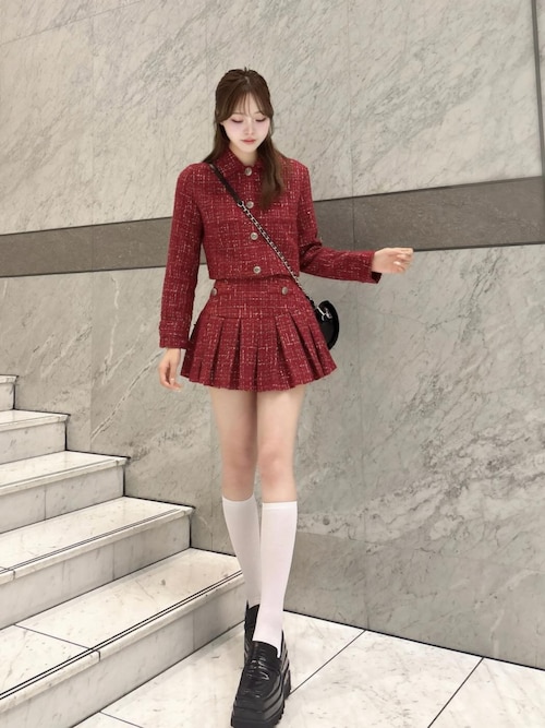 ツイードチェックプリーツミニスカート（スカート）｜Darich