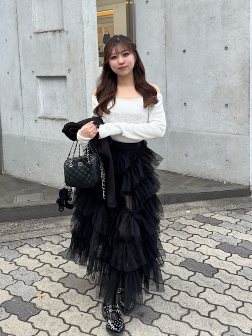 ビジューロゴボートネックニットトップス（ニット/セーター）｜Darich