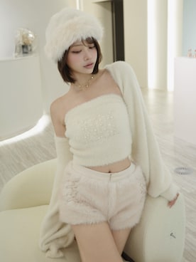 「Darich（ダーリッチ）のDDロゴシャギーニットアンサンブル（アンサンブル、ホワイト系）」を使った、Darichさん（レディース・158cm）の秋コーディネート