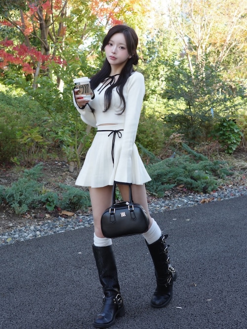 ダーリッチ　ウエストオープンリボンデザインニットミニワンピース　ivo ウエストオープンリボンデザインニットミニワンピース（ワンピース