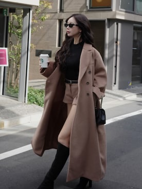 「アイテム（チェスターコート）」を使った、Darichさん（レディース・158cm）の秋コーディネート