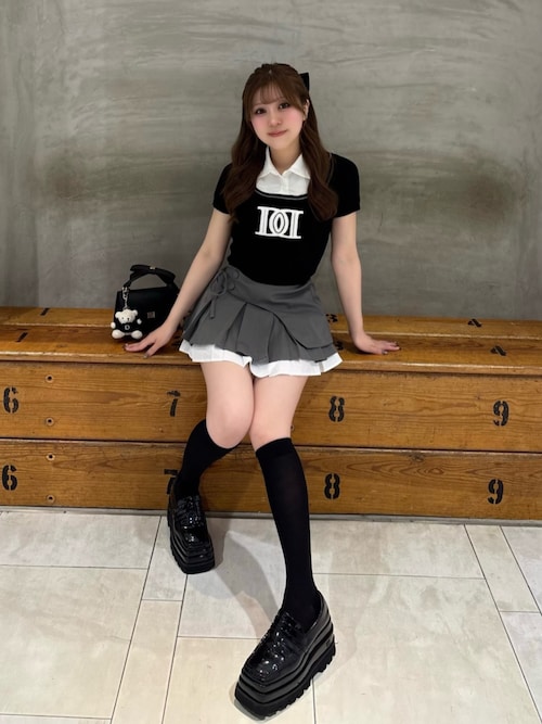 Darich♡DDロゴレイヤードニットトップス♡SAX DDロゴレイヤードニットトップス – Darich