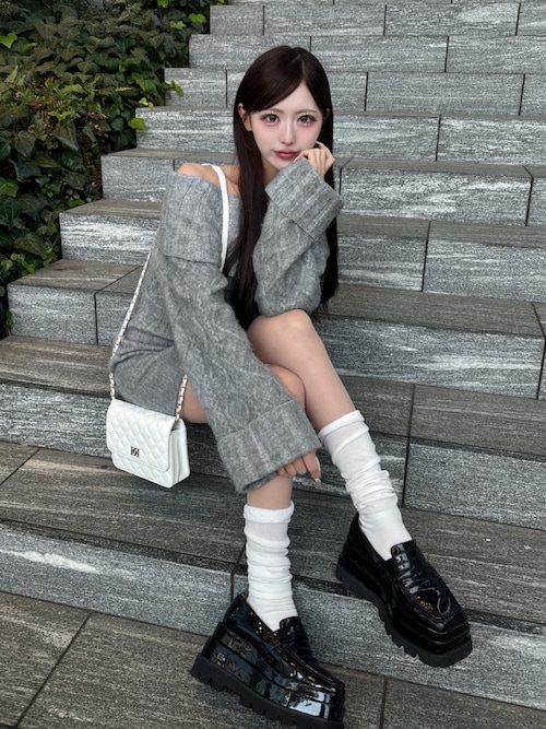 ヘアリーオフショルニットミニワンピース（ワンピース）｜Darich