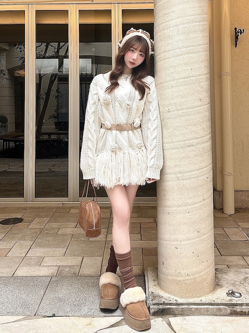 ローズモチーフニットチュニック（ニット/セーター）｜Darich