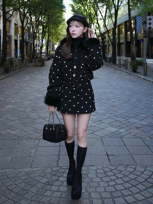 ドットツイードベルトミニスカート（スカート）｜Darich（ダーリッチ