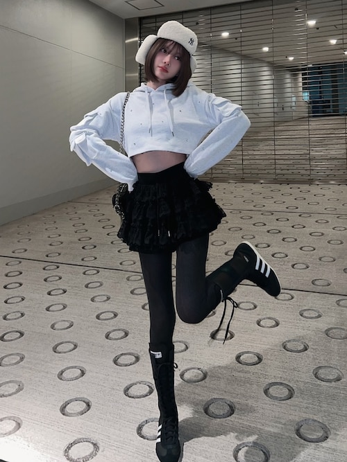 Darich（ダーリッチ） パーカー クロップドビジューフーディ