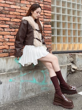 「Darich（ダーリッチ）のアイテム（その他アウター）」を使った、Darichさん（レディース・155cm）の冬コーディネート