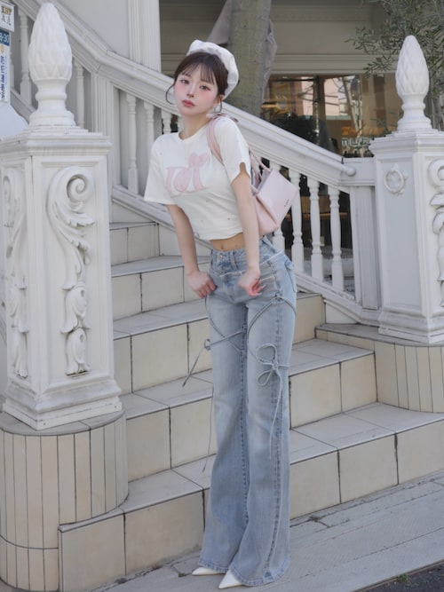 ピコレースハイウエストフレアデニム（デニムパンツ）｜Darich