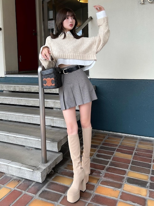 レイヤードクロップドニットトップス（ニット/セーター）｜Darich