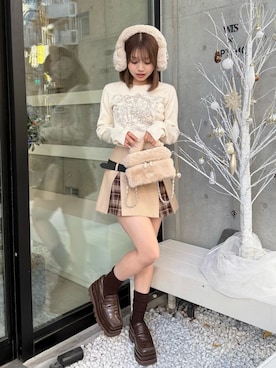 「アイテム（イヤーマフ）」を使った、Darichさん（レディース・155cm）の冬コーディネート