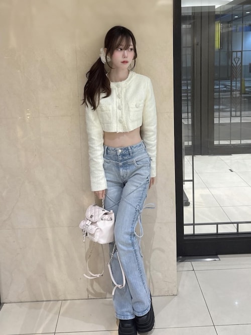 ピコレースハイウエストフレアデニム（デニムパンツ）｜Darich