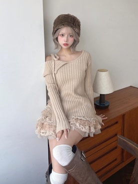 「レディースファッション」｜「アイテム（ジャケット/アウター）」を使った、Darichさん（レディース・155cm）の冬コーディネート