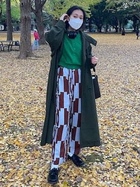 「PUBLUX（パブリュクス）のアイテム（チェスターコート）」を使った、sayaさん（レディース・161cm）の秋コーディネート