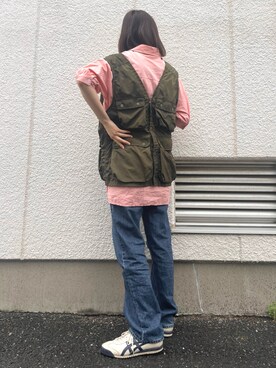 「UNIQLO（ユニクロ）のハイライズワイドストレートジーンズ（デニムパンツ）」を使った、sayaさん（レディース・161cm）の春コーディネート