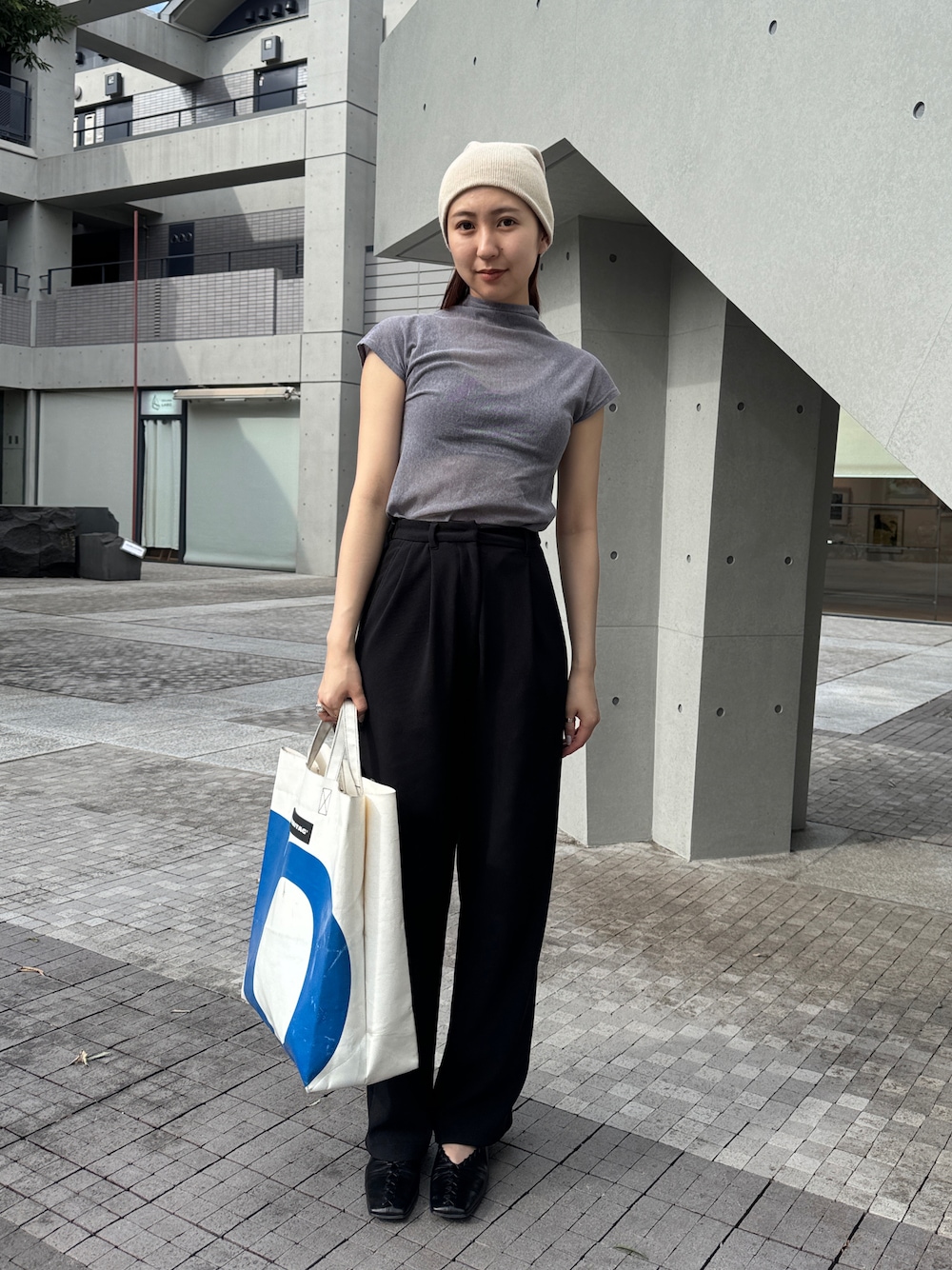 CLANE - リブストライプ タックパンツ - RIB STRIPE TUCK PANTS
