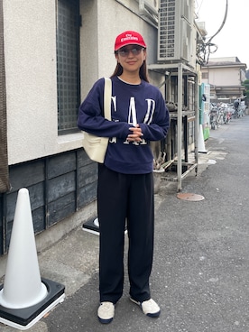 クラネ　リブストライプタックパンツ　ブルー CLANE（クラネ）の「【CLANE(クラネ)】RIB STRIPE TUCK PANTS