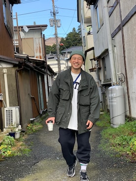 「GU（ジーユー）のアイテム（ジャケット/アウター、グレー系）」を使った、yopiさん（メンズ・171cm）の秋コーディネート