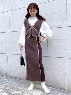 「PAGEBOY（ページボーイ）のチェーンスタッズショルダー（ショルダーバッグ）」を使った、はるひまるさん（レディース・158cm）の秋コーディネート