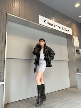 「GYDA（ジェイダ）のアイテム（ライダースジャケット）」を使った、mikuさん（レディース・160cm）の冬コーディネート