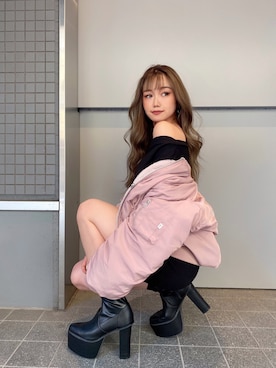 「GYDA」｜「アイテム（ブルゾン）」を使った、mikuさん（レディース・160cm）の秋コーディネート