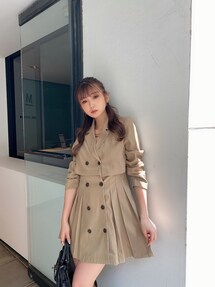 GYDAジェイダ　トレンチlayerプリーツワンピース トレンチlayerプリーツワンピース[品番：MKSW0046409]｜GYDA