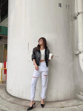 「GYDA（ジェイダ）のアイテム（テーラードジャケット）」を使った、mikuさん（レディース・160cm）の冬コーディネート