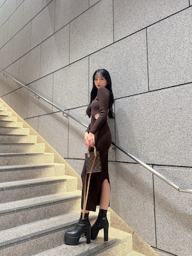 「GYDA（ジェイダ）のアイテム（ブーツ）」を使った、mikuさん（レディース・160cm）の秋コーディネート