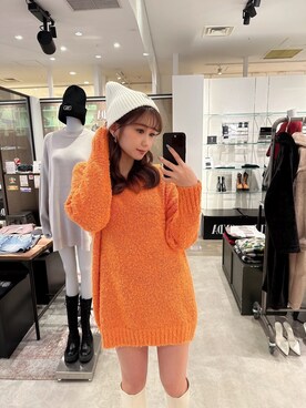「GYDA（ジェイダ）のアイテム（ニットキャップ/ビーニー）」を使った、mikuさん（レディース・160cm）の冬コーディネート