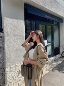 GYDA　mix material layer トレンチコート ホワイト GYDAmix material layer トレンチコート ホワイト