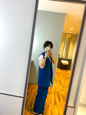 「KBF（ケイビーエフ）のアイテム（ノーカラージャケット）」を使った、chii*さん（レディース・163cm）の春コーディネート