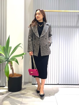 「ファーベスト」｜「アイテム（ピーコート）」を使った、PINKY&DIANNEさん（レディース・166cm）の秋コーディネート