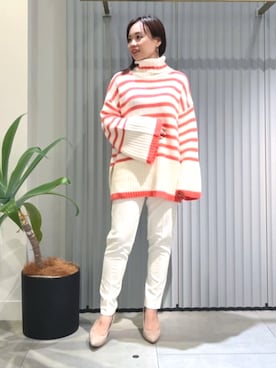 「ボーダーニット」｜PINKY&DIANNEさん（レディース・158cm）の秋コーディネート