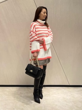 「ボーダーニット」｜PINKY&DIANNEさん（レディース・155cm）の秋コーディネート