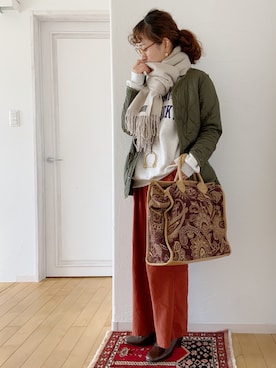 「FRED PERRY（フレッドペリー）のアイテム（モッズコート）」を使った、きゃのさん（レディース・155cm）の冬コーディネート