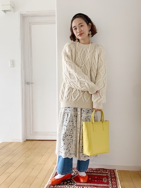「SLOBE IENA（スローブイエナ）のアイテム（バレエシューズ）」を使った、きゃのさん（レディース・155cm）の冬コーディネート
