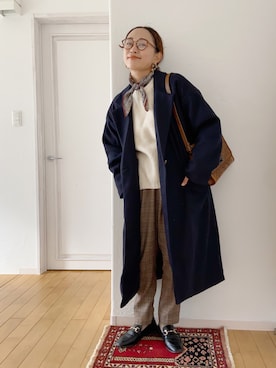 「白ニット」｜「アイテム（財布/小物）」を使った、きゃのさん（レディース・155cm）の冬コーディネート