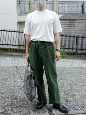 「JOHN SMEDLEY（ジョンスメドレー）のアイテム（Tシャツ/カットソー）」を使った、あけみやさん（メンズ・170cm）の夏コーディネート