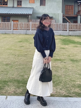 「アイテム（ボストンバッグ）」を使った、Yunaさん（レディース・165cm）の春コーディネート