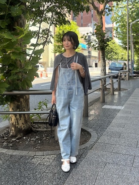 「イエベ春」｜「アイテム（サロペット/オーバーオール）」を使った、あずささん（レディース・165cm）の夏コーディネート