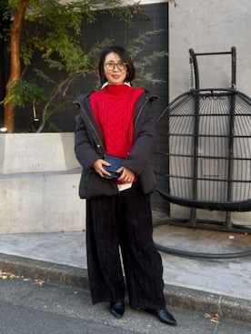 「レディースファッション」｜「アイテム（ジャケット/アウター）」を使った、あずささん（レディース・165cm）の冬コーディネート