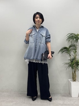 「LARUTA（ラルータ）の【LARUTA】前後2WAY裾レースキャミブラウス（キャミソール、ホワイト系）」を使った、あずささん（レディース・165cm）の春コーディネート