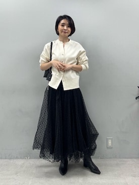 「LARUTA（ラルータ）の【LARUTA】トライアングルバッグ（ショルダーバッグ、ブラック系）」を使った、あずささん（レディース・165cm）の春コーディネート