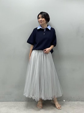 「LARUTA（ラルータ）の【LARUTA】ボリュームチュールスカート（スカート、グレー系）」を使った、あずささん（レディース・165cm）の春コーディネート