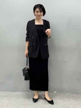 「アイテム（ノーカラージャケット）」を使った、あずささん（レディース・165cm）の春コーディネート