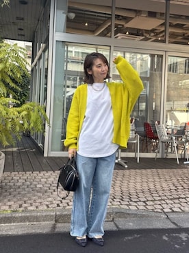 「LARUTA（ラルータ）の【LARUTA】7分袖2WAYロゴロンT（Tシャツ/カットソー、ホワイト系）」を使った、あずささん（レディース・165cm）の春コーディネート