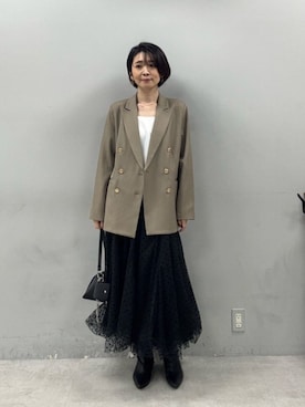 「LARUTA（ラルータ）の【LARUTA】トライアングルバッグ（ショルダーバッグ、ブラック系）」を使った、あずささん（レディース・165cm）の春コーディネート